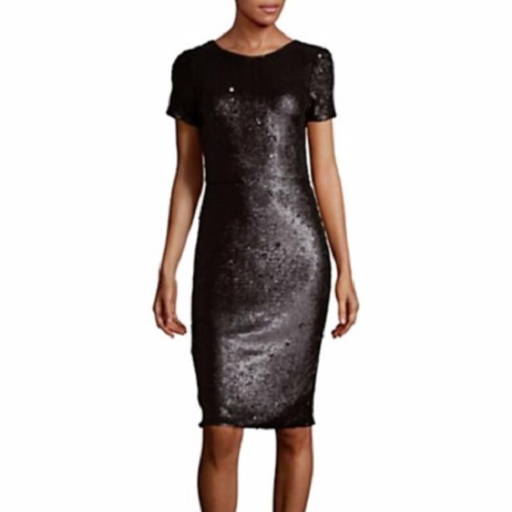 Betty Sequined Woven Black Evening Dress